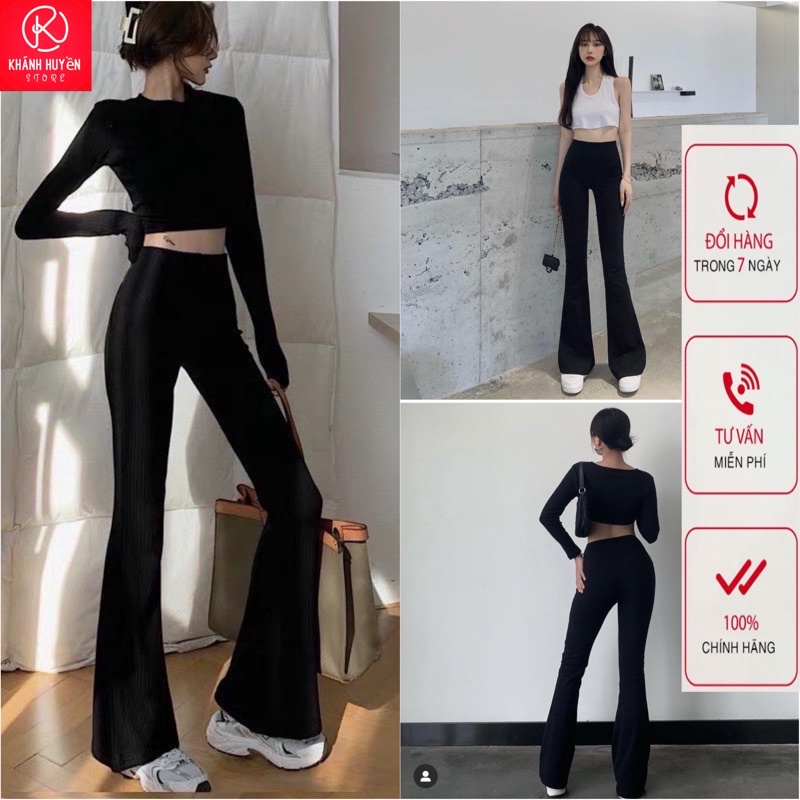 Quần ống loe legging cạp cao KH888 , quần legging siêu háck dáng chất cotton