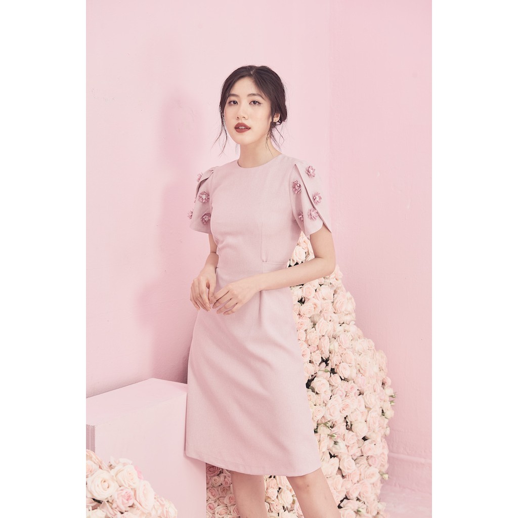 [Mã FAMALLT5 giảm 15% đơn 150k] RẬP - Đầm Hồng Tay Đấp Nơ Eo - SPRING 02 | BigBuy360 - bigbuy360.vn