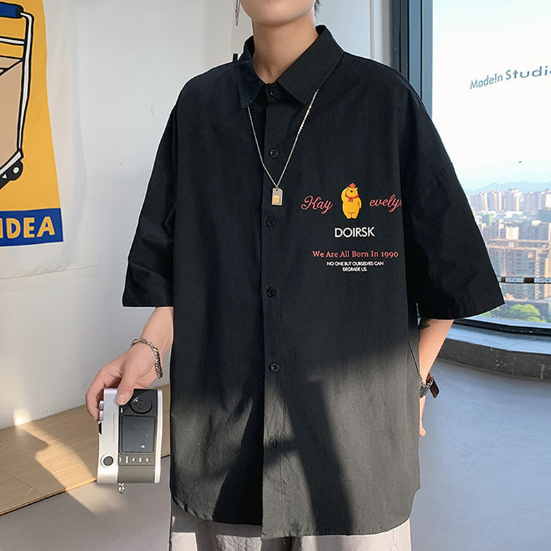 Áo sơ mi tay ngắn in hình gấu hoạt hình thời trang mùa hè cho bé trai size S-3XL | BigBuy360 - bigbuy360.vn
