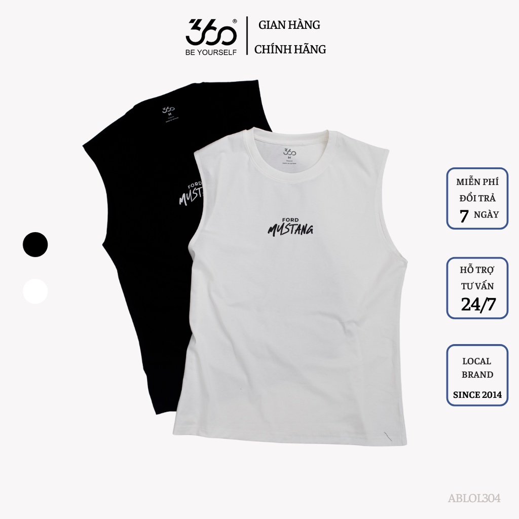 Áo ba lỗ nam sát nách chính hãng 360 Boutique (có 3 màu đen, trắng và be) - ABLTK203