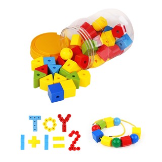 Lacing Bead Creative Geometrical Plastic Educational Building Block String Toy