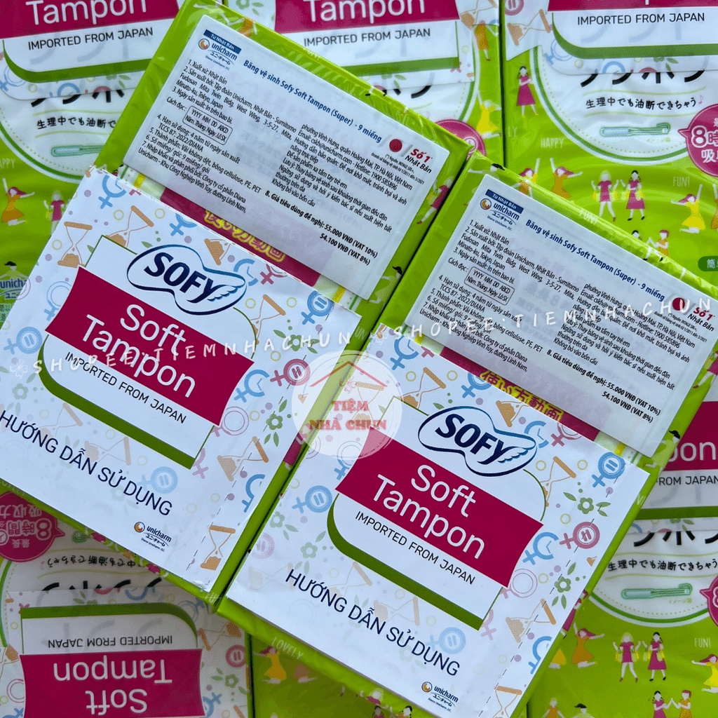 BĂNG VỆ SINH TAMPON SOFY UNICHARM SIÊU THẤM ĐI BƠI HỘP 9 QUE