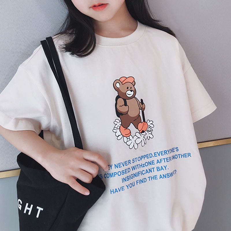 Áo Thun Cotton Tinh Khiết Tay Cộc Phong Cách Mới Mùa Hè Cho Bé Gái 12 Tuổi 2022