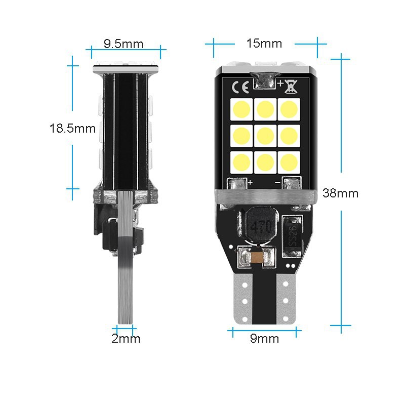 Đèn Led T15 921 912 W16W Dùng Thay Thế Đèn Hậu, Xi Nhan, Đèn Lùi Ô Tô, Xe Máy 24 Mắt Chip 3030