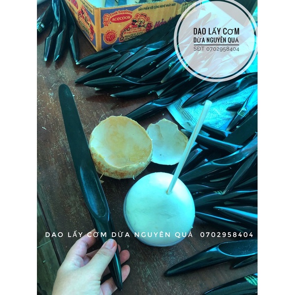 Dao sừng lóc cơm dừa nguyên trái cán tròn