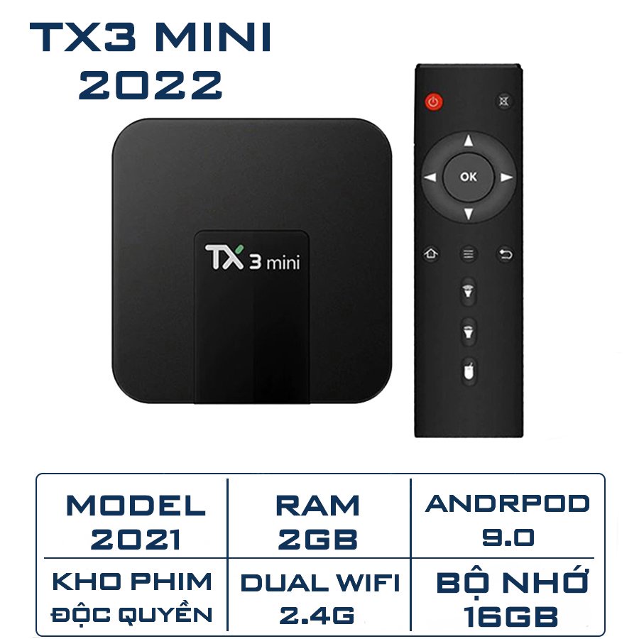 Android Tivi Box TX3 mini 2022 - Android 11 - 2G Ram và 16G bộ nhớ