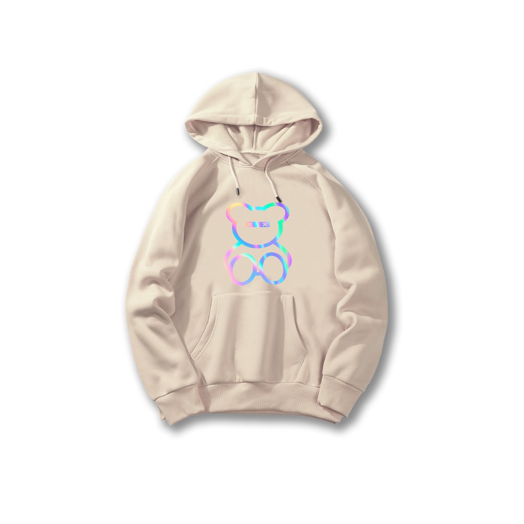 Aó khoác nỉ Hoodie phản quang Gấu Teddy, Áo khoác nỉ nam nữ họa tiết hình cá tính - KN26 | BigBuy360 - bigbuy360.vn