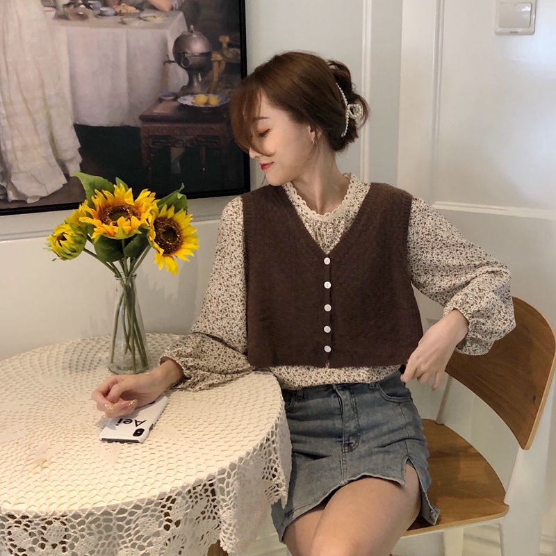 [Augustcloth]Áo gile khoác ngoài 2 lớp phong cách Hàn Quốc