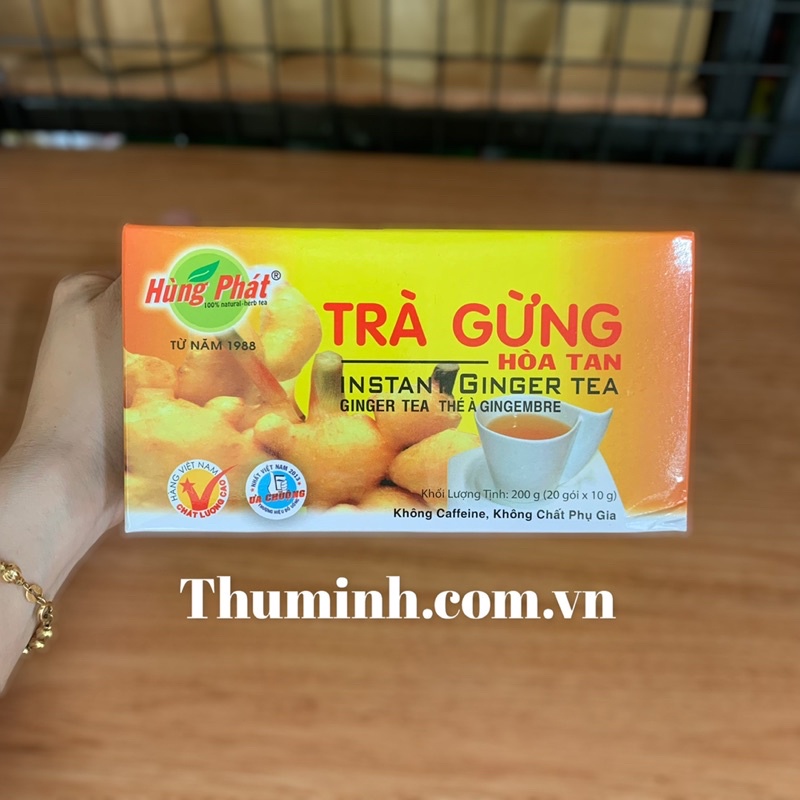 Trà Gừng Hoà Tan Hùng Phát Hộp 200g (20 gói)