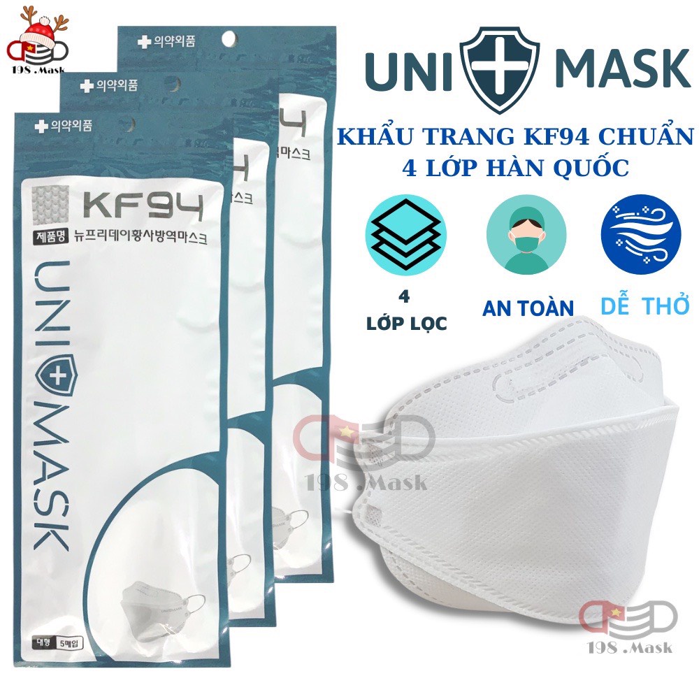 Khẩu trang KF94 Uni Mask, thùng 300 cái , chống bụi mịn kháng khuẩn kiểu dáng hàn quốc