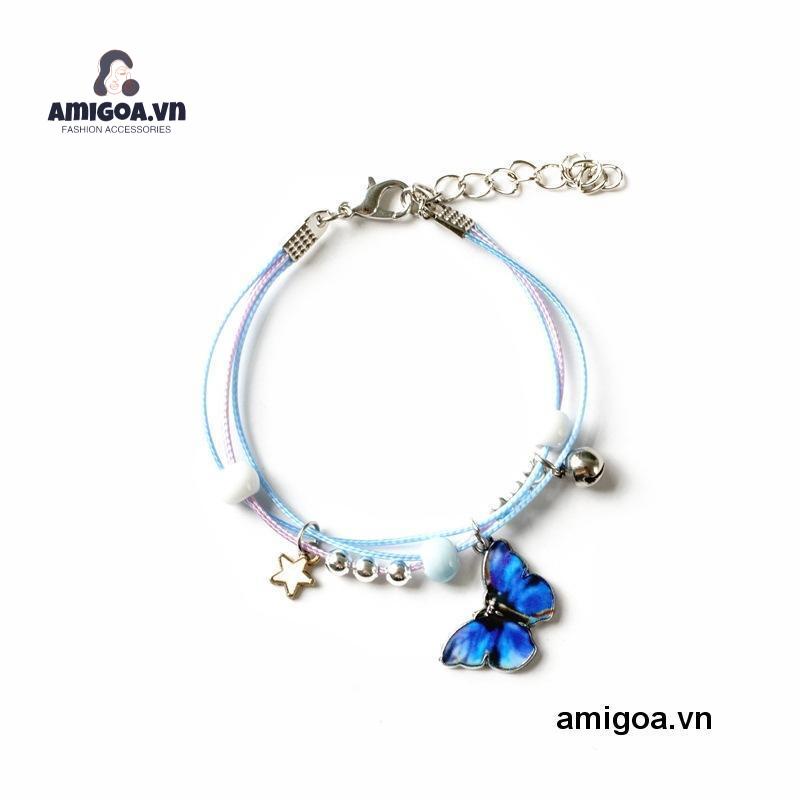 ✨✨Vòng tay dây bện mặt hình bướm bằng kim loại có chuông cho các cặp đôi