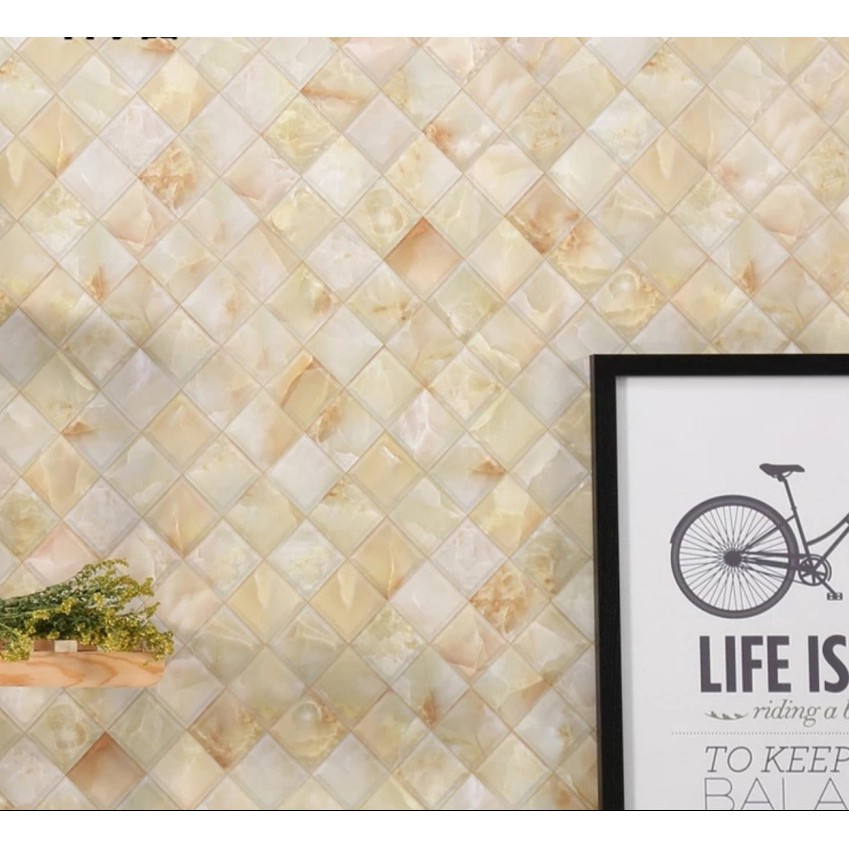 Decal dán tường đá hoa cương chéo khổ 60cm keo sẵn