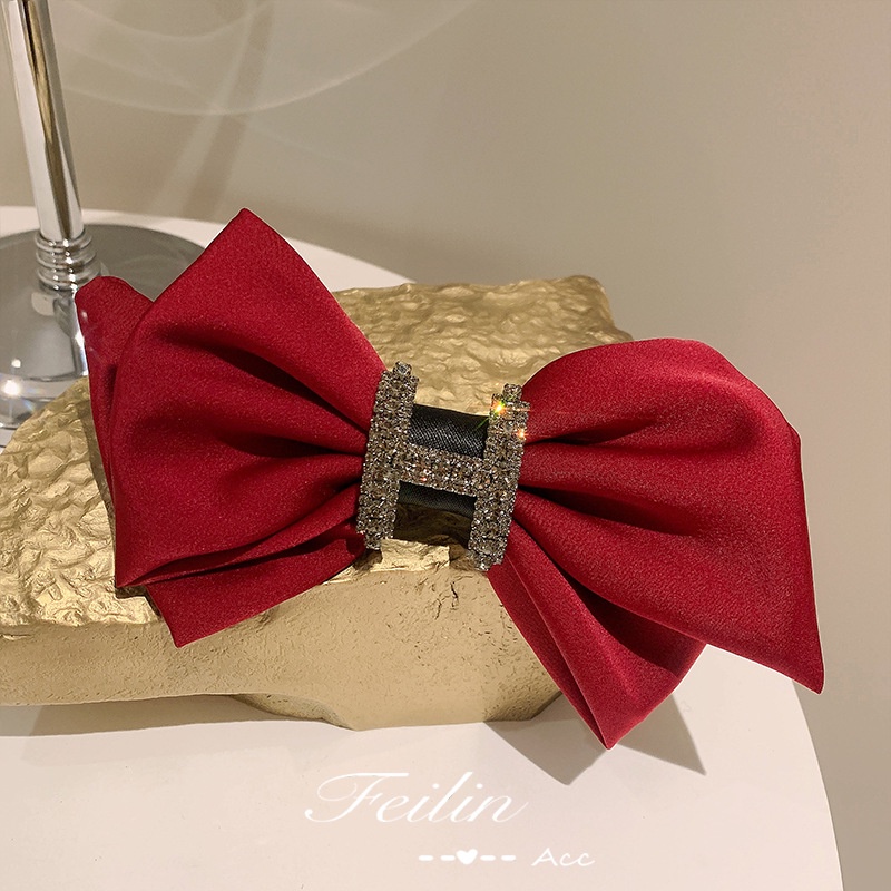 Kẹp Tóc Hình Nơ Lớn Đính Đá Thanh Lịch Cho Nữ