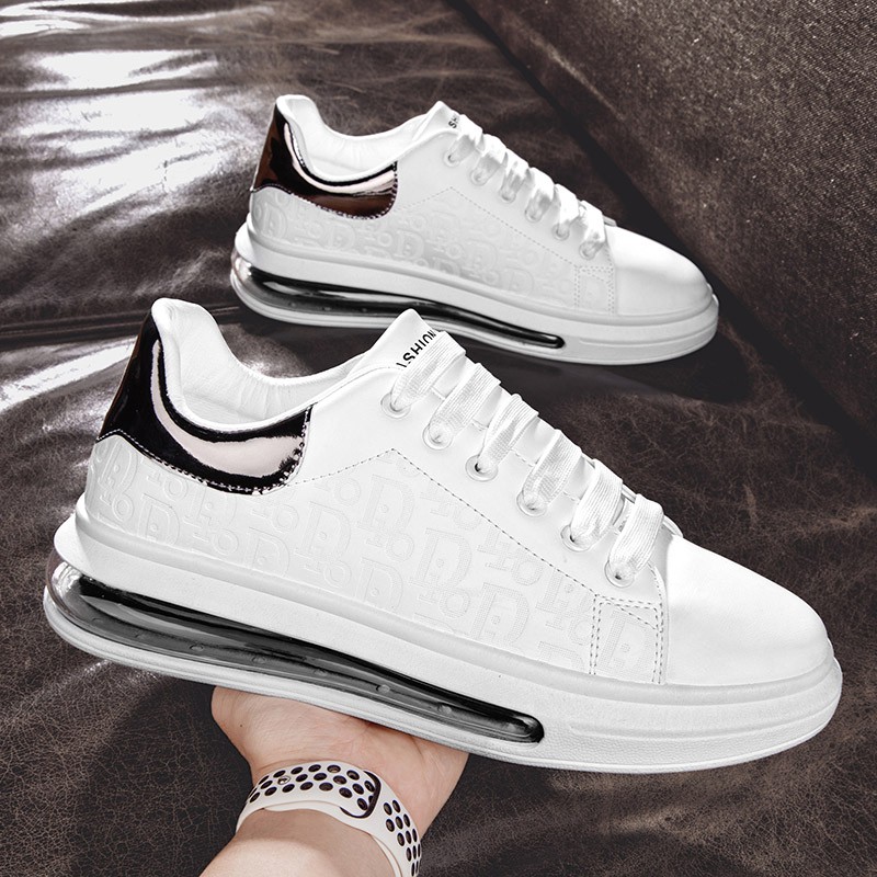 giày nam màu trắng lò xo đệm bệt phù hợp với tất cả các kết học sinh thanh niên thể thao da | BigBuy360 - bigbuy360.vn