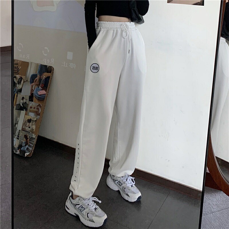 {HCM / CÓ SẴN / ẢNH THẬT} QUẦN THUN JOGGER THÊU CHỮ BUS CHO NAM NỮ THỜI TRANG ULZZANG HÀN QUỐC
