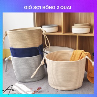 Giỏ sọt vải sợi bông 2 quai cỡ đại đựng quần áo đồ giặt đồ chơi trẻ em