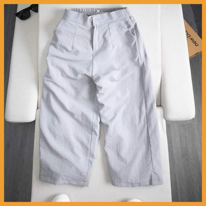 Quần lửng ống rộng culottes chất vải đũi xước cao cấp thoáng mát, phối đồ dễ dàng | BigBuy360 - bigbuy360.vn