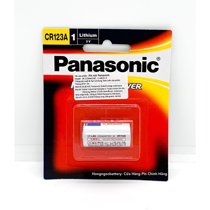 Vỉ 1 Viên CR123 ( CR123A )Panasonic Lithium 3 V - Hàng chính hãng