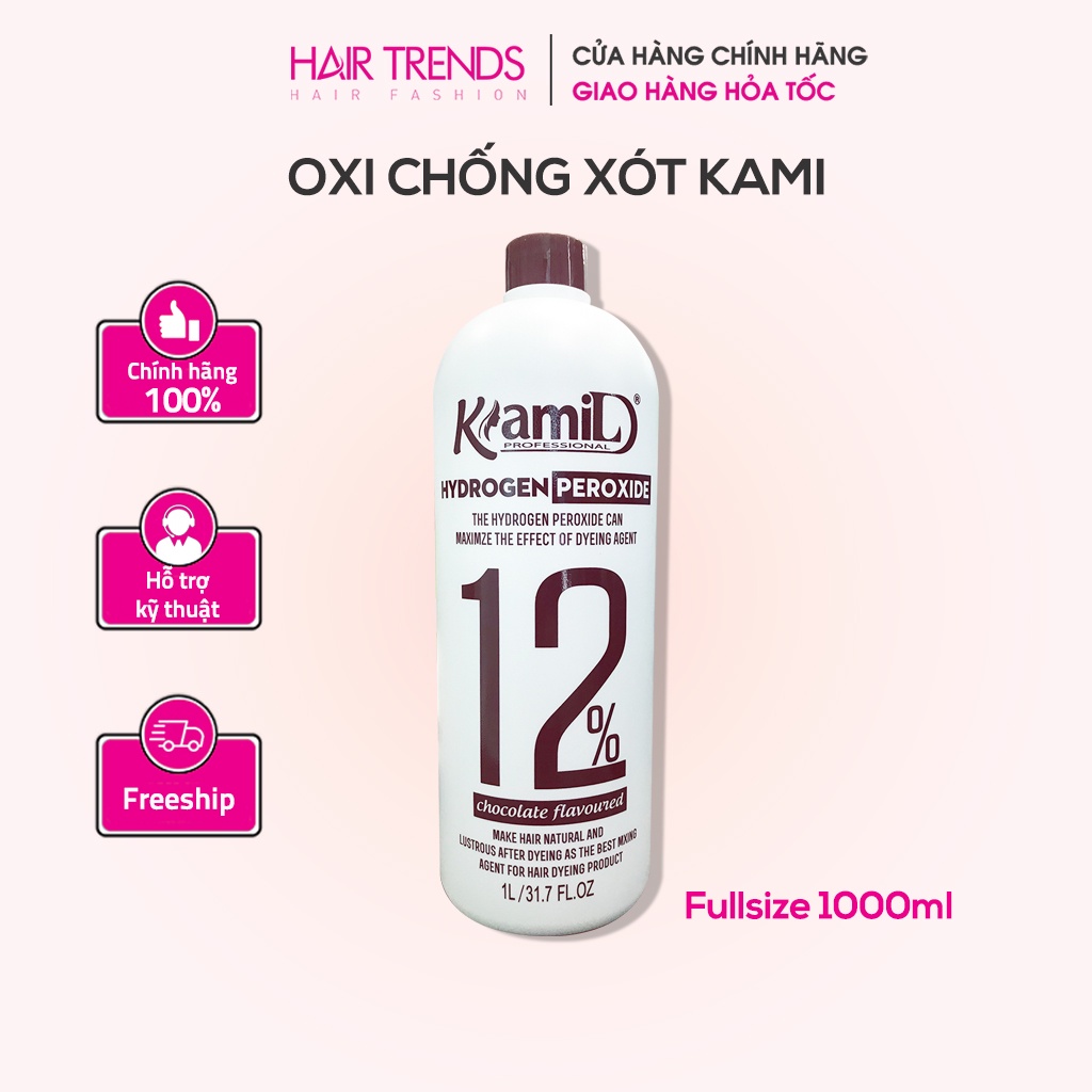 (CHÍNH HÃNG) Oxi nhuộm (trợ nhuộm) chống xót KAMI 1000ml - hương socola (chai to)