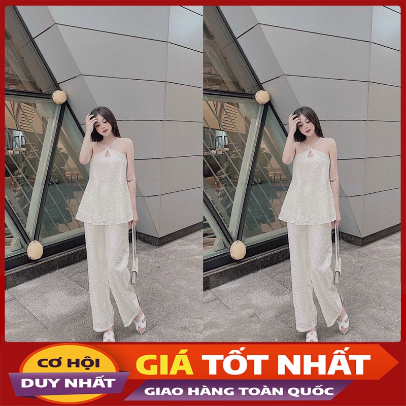 Sét 2 Dây Hoa Mix Quần Ống Rộng Hàng Quảng Châu M0990-Violet