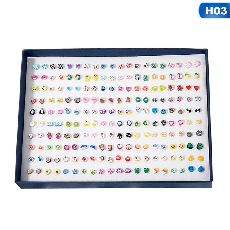 Combo 3 đôi hoa tai đất sét hình  hoa quả trái cây động vật đáng yêu cho bé gái