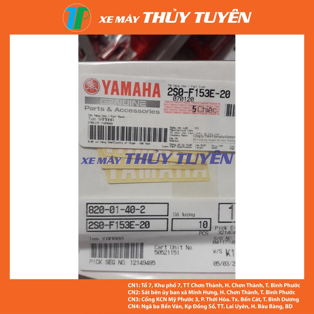 Tem chữ YAMAHA nhỏ màu trắng chính hãng Yamaha