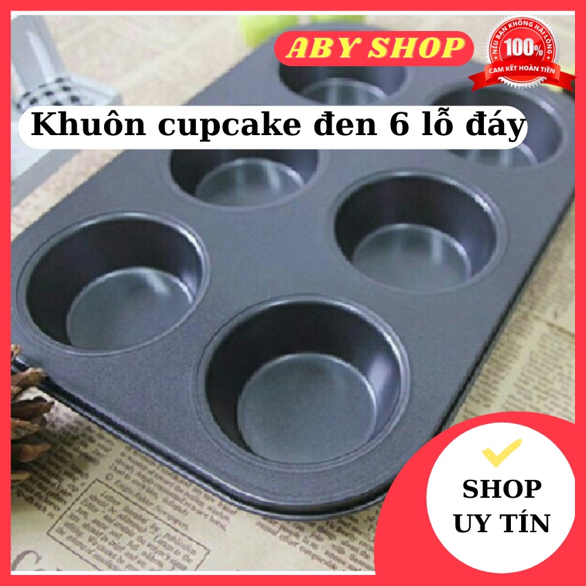 Khuôn cupcake đen 6 lỗ đáy 5cm ⚡ CAO CẤP ⚡ khuôn làm bánh muffin và cupcake đơn giản dễ sử dụng