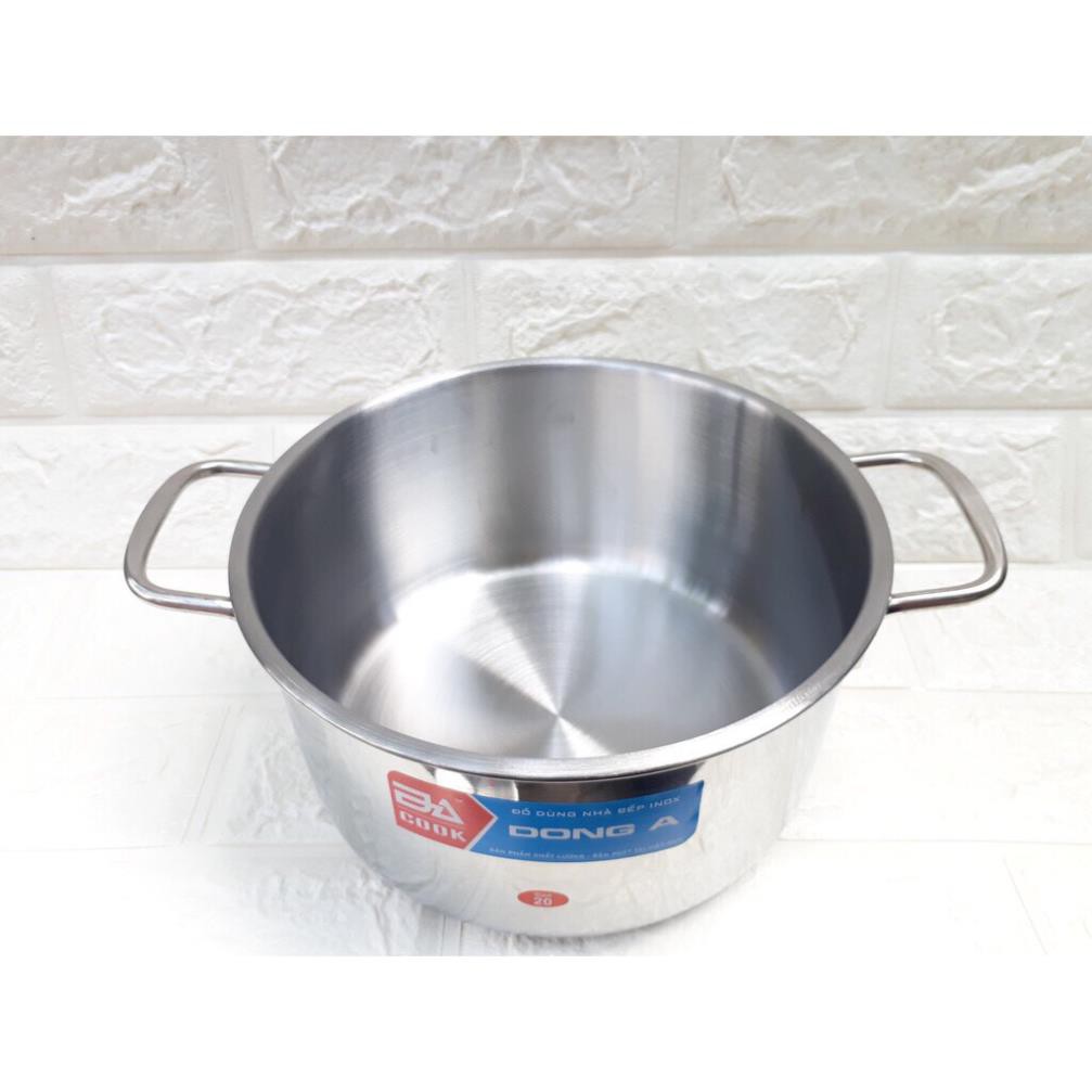 Bộ nồi 3 cái đáy từ Đông á gồm 3 size 16cm/18cm/24cm có 2 loại nắp inox và nắp kính (chọn phân loại)