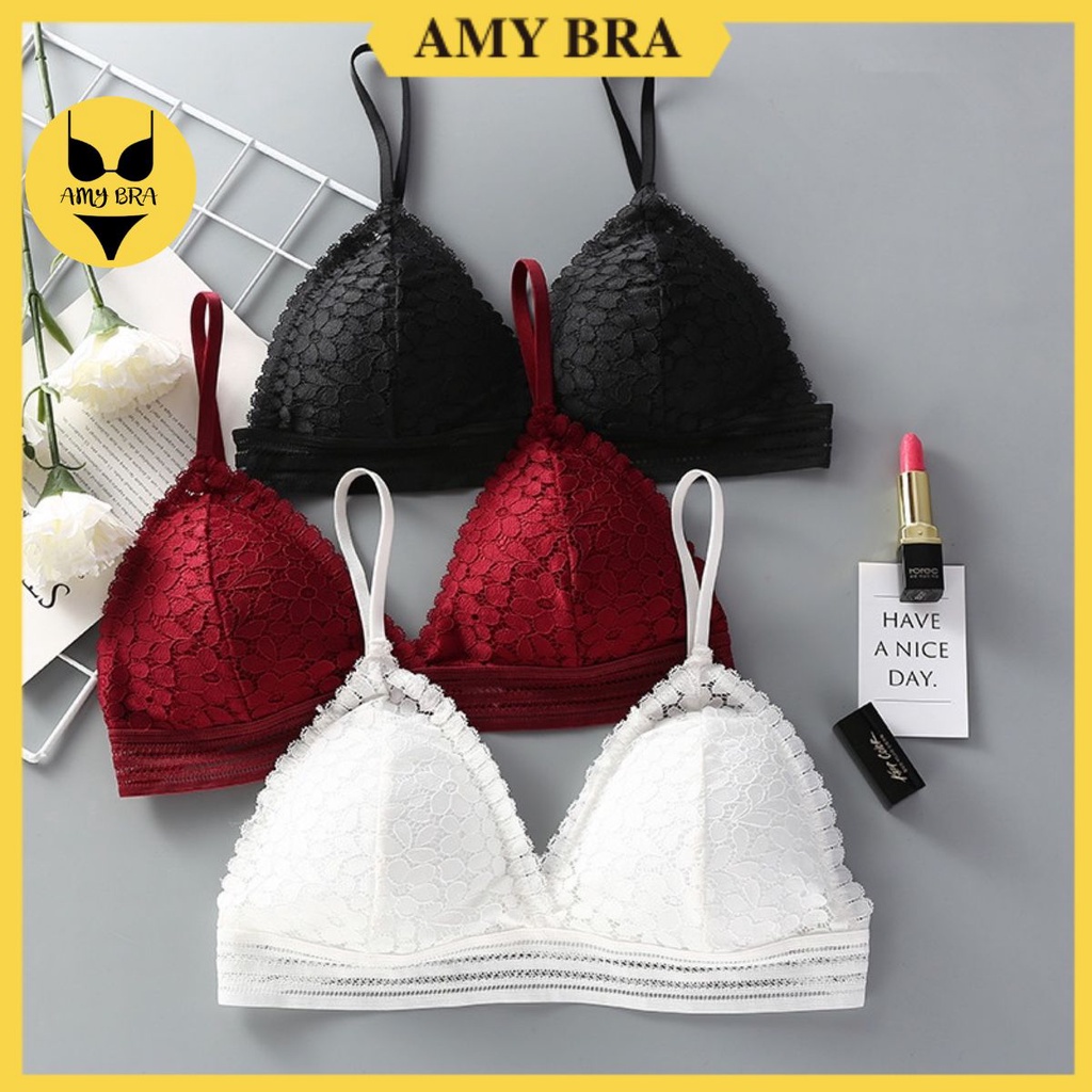 Áo Bra Ren 2 Dây - Áo Ngực Mút Mỏng - Bra Nữ Quyến Rũ  AMYBRA B7313