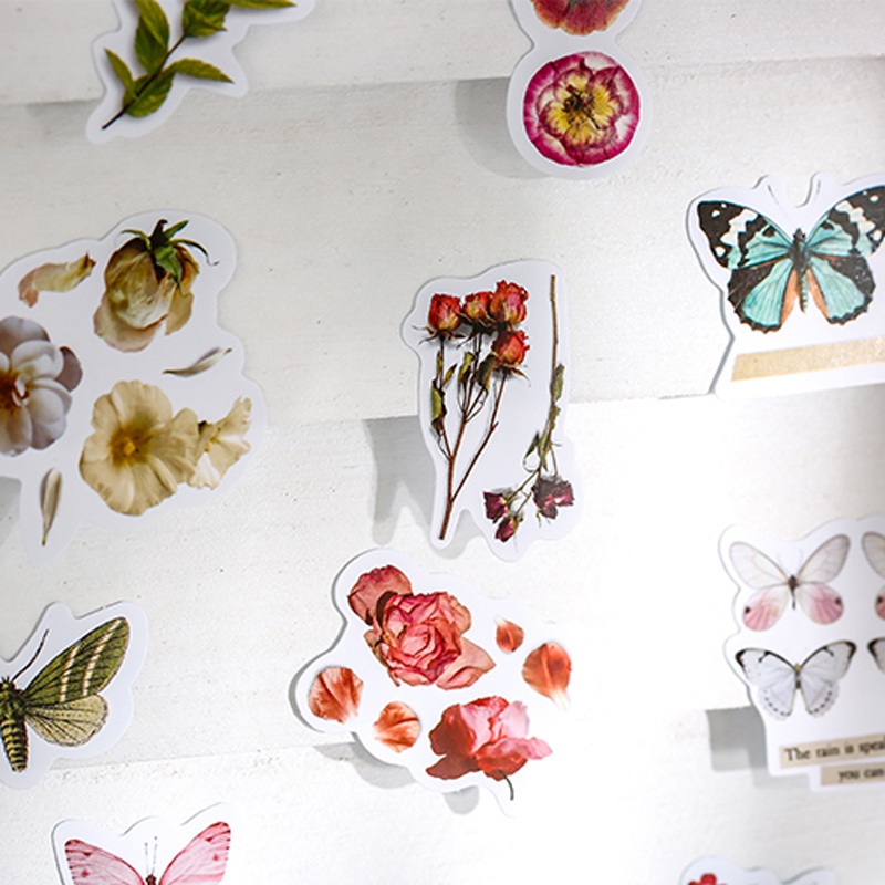 Mr.paper Bộ 300 Tờ 300 Miếng Dán Trang Trí Hình Cây Hoa Bướm Phong Cách vintage Đẹp Mắt DIY