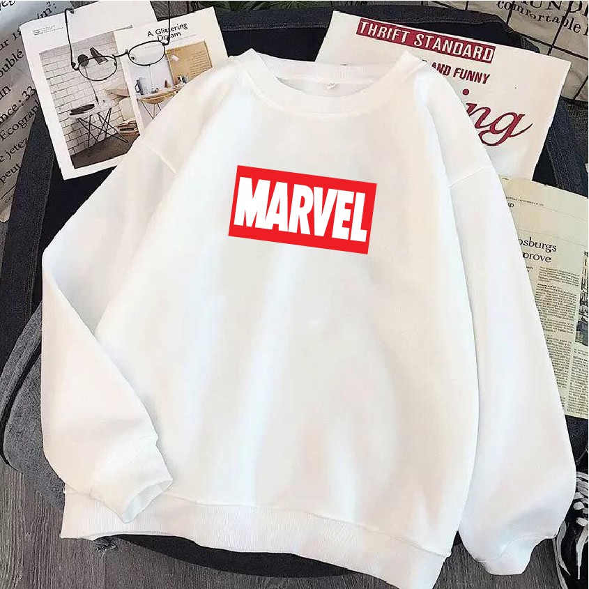 Áo nỉ sweater hoạt hình marvel avenger form suông rộng unisex, cổ tròn chất vải nỉ bông siêu ấm áo hoodie mixi