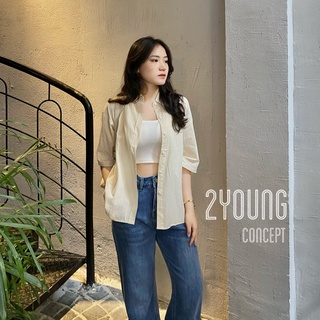 Áo sơ mi basic giấy tay ngắn [2YOUNG] A1611 (ảnh thật)