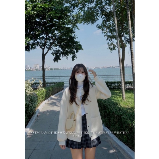 (Ảnh thật) Áo khoác len dáng bomber cúc bấm the.sweaterweather TSW | BigBuy360 - bigbuy360.vn