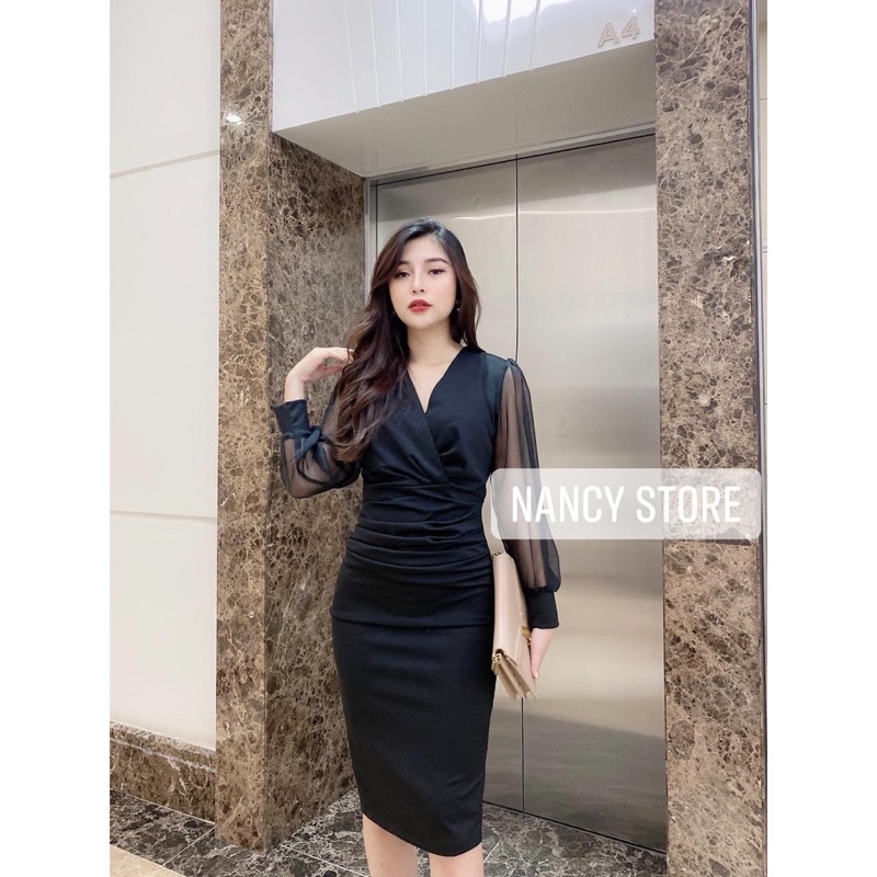 Đầm body Thiết kế phối tay voan siêu sang full size 55-90ký ( mã ML966)
