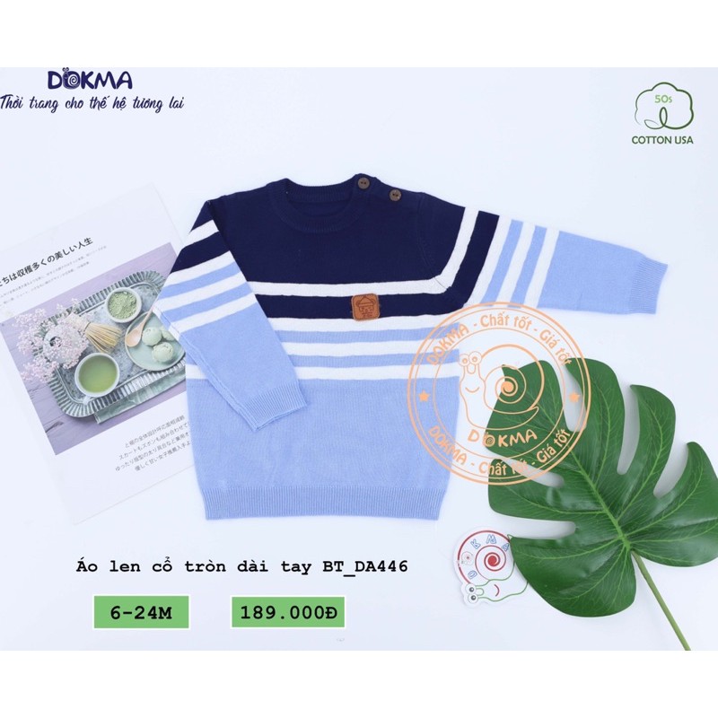 Áo len cổ tròn dài tay bé trai Dokma (Sz6-24m)