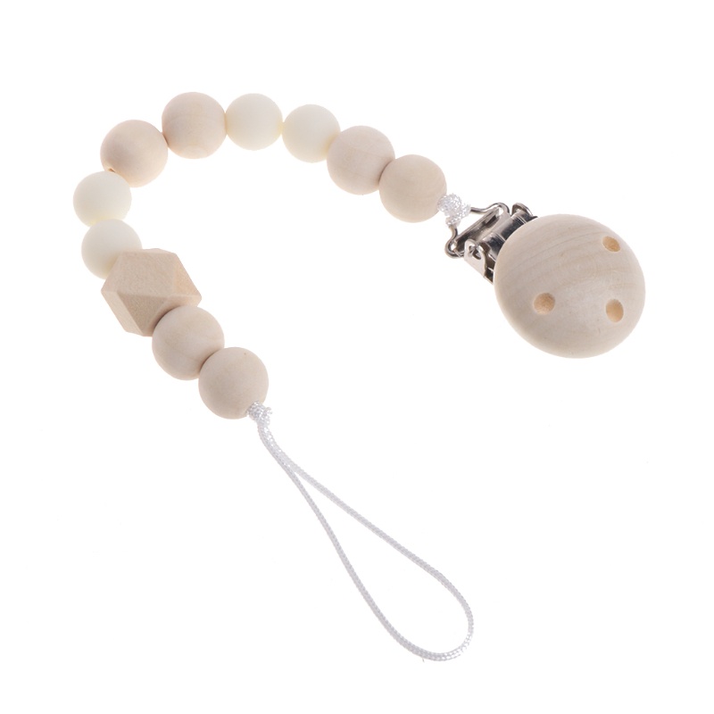 Dây chuỗi giá đỡ núm ti giả bằng gỗ có kẹp gắn hạt
