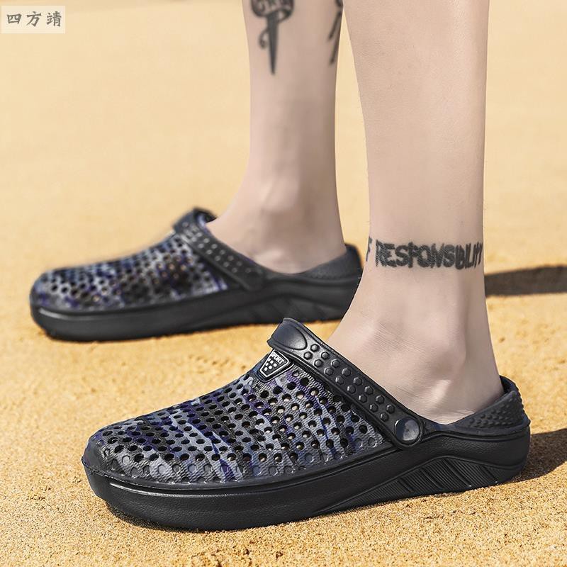 Giày Sandal Crocs Thoáng Khí Mềm Mại Họa Tiết Rằn Ri Cá Tính
