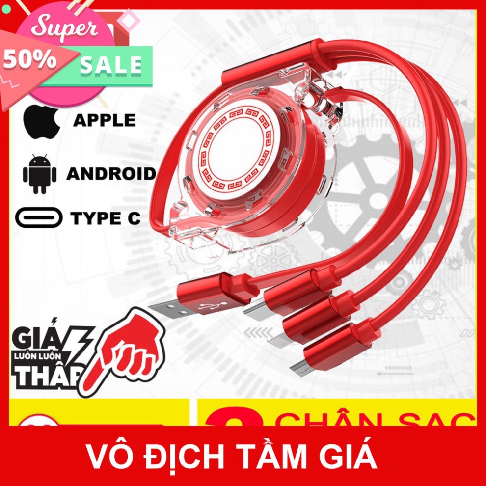 Dây Cáp Sạc Cáp Đa Năng 3 in1 Dây rút Tiện Dụng [Miễn Phí Vận Chuyển khi đơn đạt giá trị tối thiểu 200K]