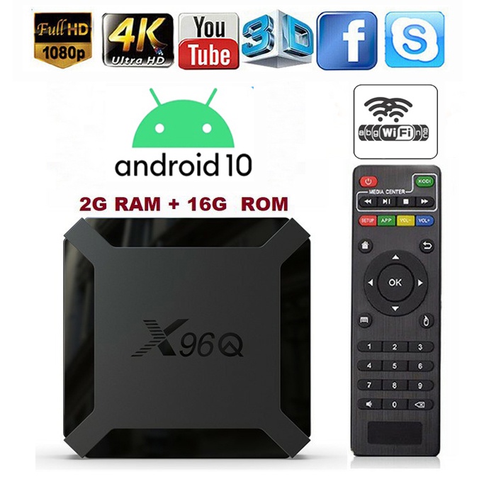 Android Tivi box X96Q Giọng Nói 2.4G Wifi H313 4 Lõi 2GB 16GB 4K HDMI 2.0A