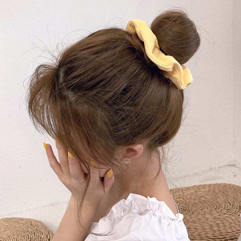 Dây Buộc Tóc Dày Dặn Màu Sắc Đơn Giản Phong Cách Retro Hàn Quốc Cho Nữ