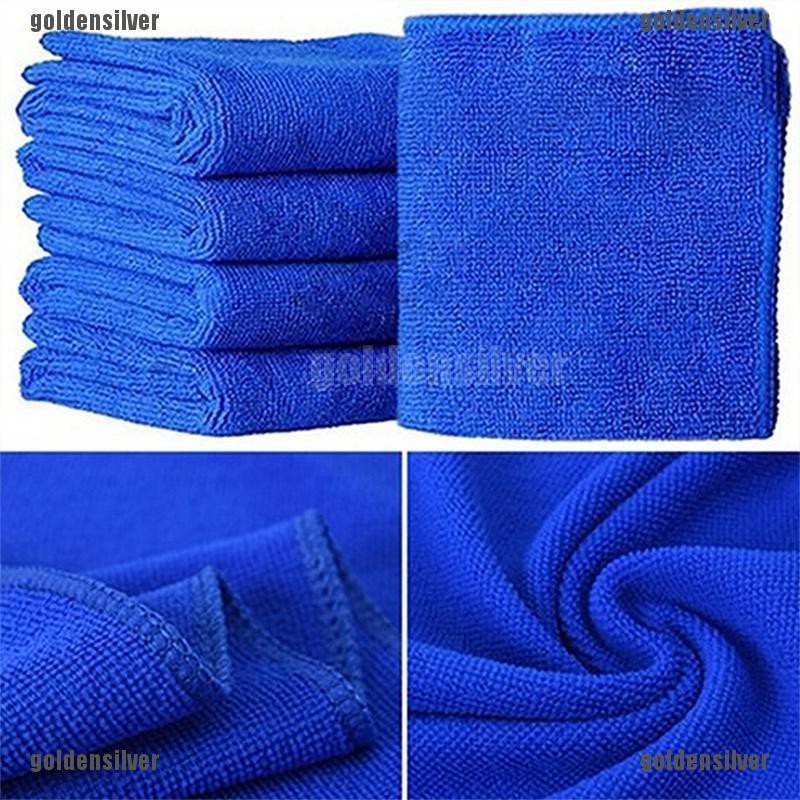 Set 5 khăn microfiber lau vệ sinh xe hơi thấm hút nước màu xanh dương