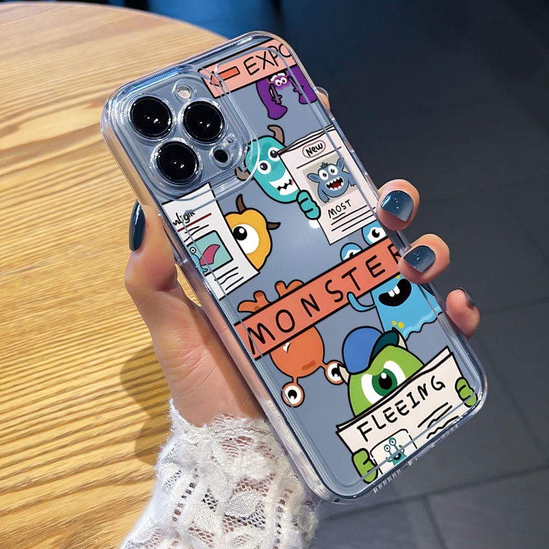 Ốp Điện Thoại TPU Hình Vuông Họa Tiết Quái Vật Cho Xiaomi Redmi Note 11 12 Pro 5G 11S 10 Pro 4G 10S Redmi 12C 11A 10C 9C