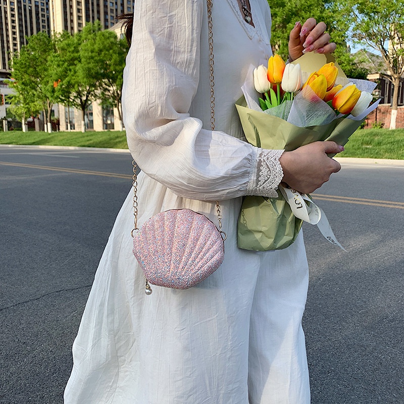 Túi đeo chéo mini IELGY hình vỏ sò thời trang tùy chọn màu sắc dành cho nữ