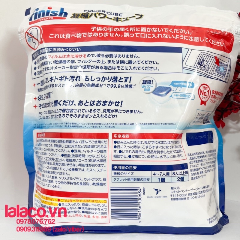 Viên rửa chén bát ly Finish 60 viên - 150 viên - dùng cho máy rửa chén bát  hàng nội địa Nhật