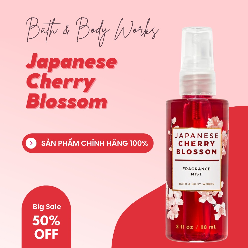 Xịt Thơm Toàn Thân Body Mist Bath And Body Works Japanese Cherry Blossom Tinh Tế Hương Anh Đào Nhật Bản Chai Mini 88ml