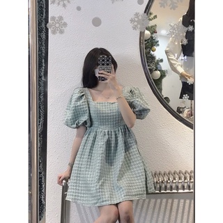 Đầm dáng baby doll vải gấm dày dặn thắt nơ sau lưng