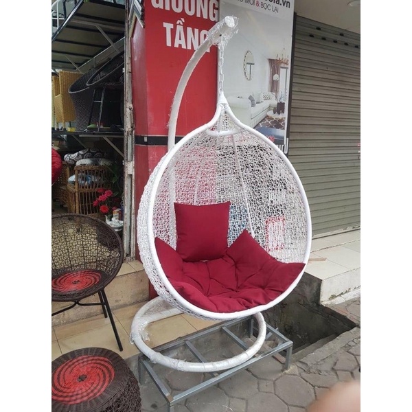 Xích đu thư giãn cao cấp giả mây decor phòng khách ban công A998898