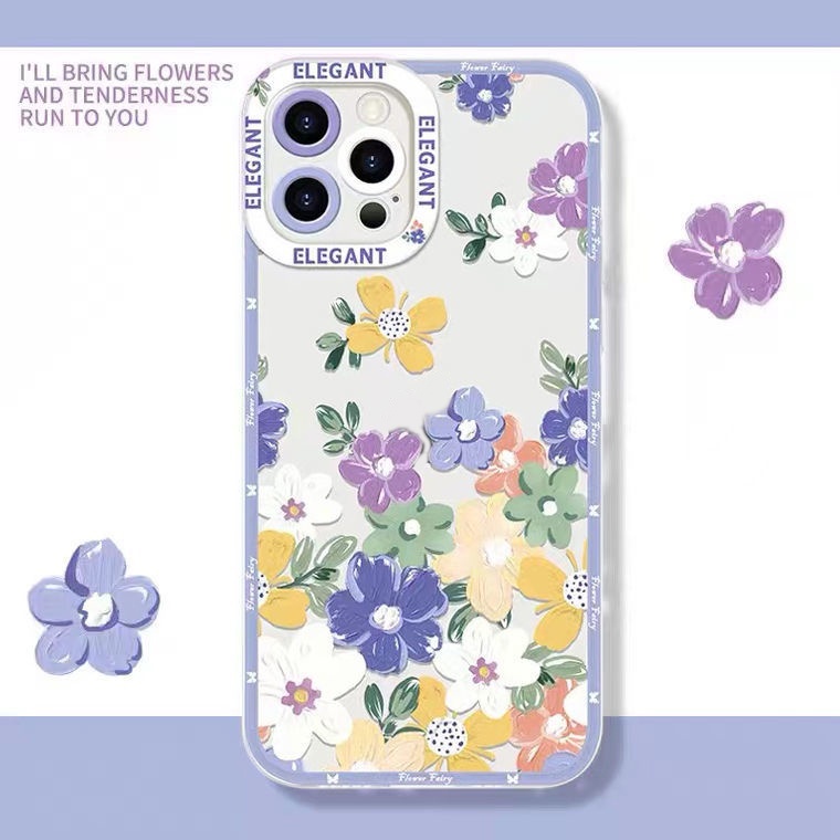 Ốp Điện Thoại TPU Mềm Họa Tiết Hoa Cho Iphone 14 13 12 11 Pro X XR XS Max 6 6S 7 8 Plus