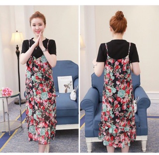 SET ĐẦM 2 DÂY ĐUÔI CÁ+ ÁO THUN