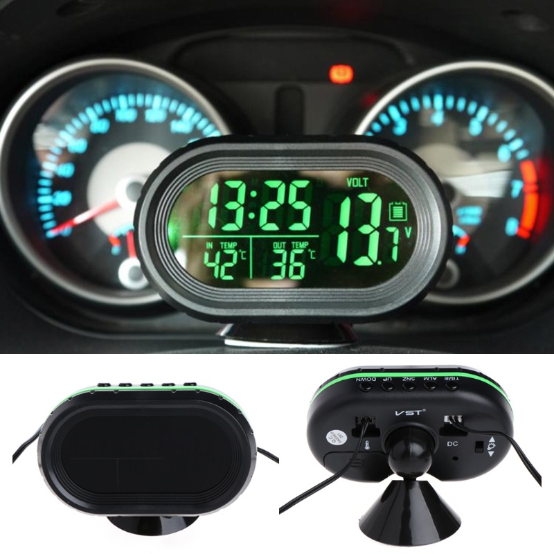 Đồng Hồ Kỹ Thuật Số Hiển Thị Nhiệt Độ Màn Hình LCD Cho Xe Hơi
